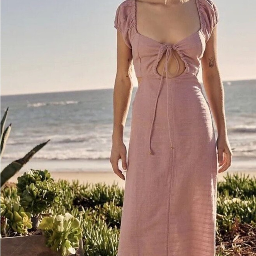 Free People Endless Summer Extra Dose Keyhole Cutouts Lilac Midi Dress Sz S